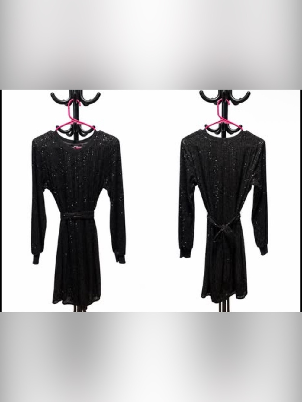 Simply Vera Vera Wang Black Sequin Tie Waist Dress – Size Med – Elegant Holiday